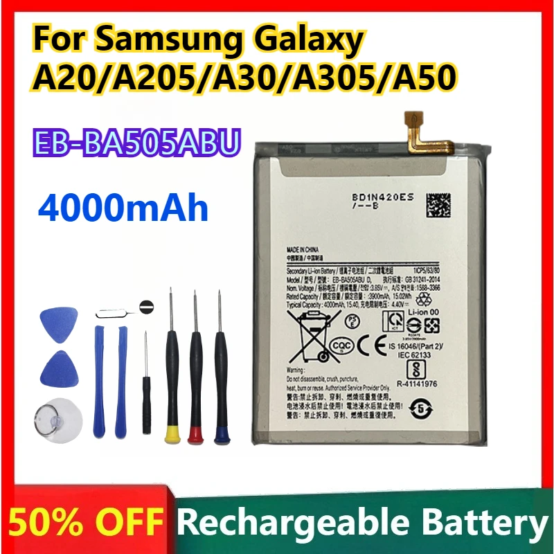 

EB-BA505ABU 3,7 В, 4000 мАч, аккумулятор для мобильного телефона Samsung Galaxy A20 A205 A30 A305 A50, высококачественные внутренние аккумуляторы