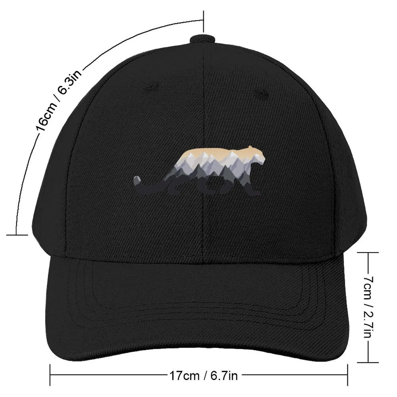 Minimal Snow Leopard with Mountains Baseball Cap fishing hat funny hat New In Hat party Hats Woman Men's