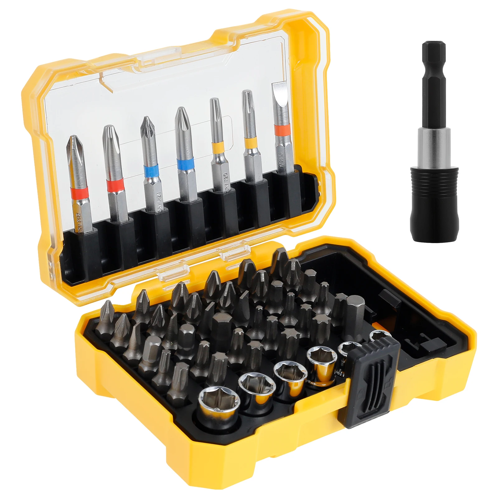 

50Pcs Screwdriver Bit Set Cross/Flat Head/Hex Magnetic Screwdriver Bits Holders Quickly Identify Protable Home Repair Toolbox