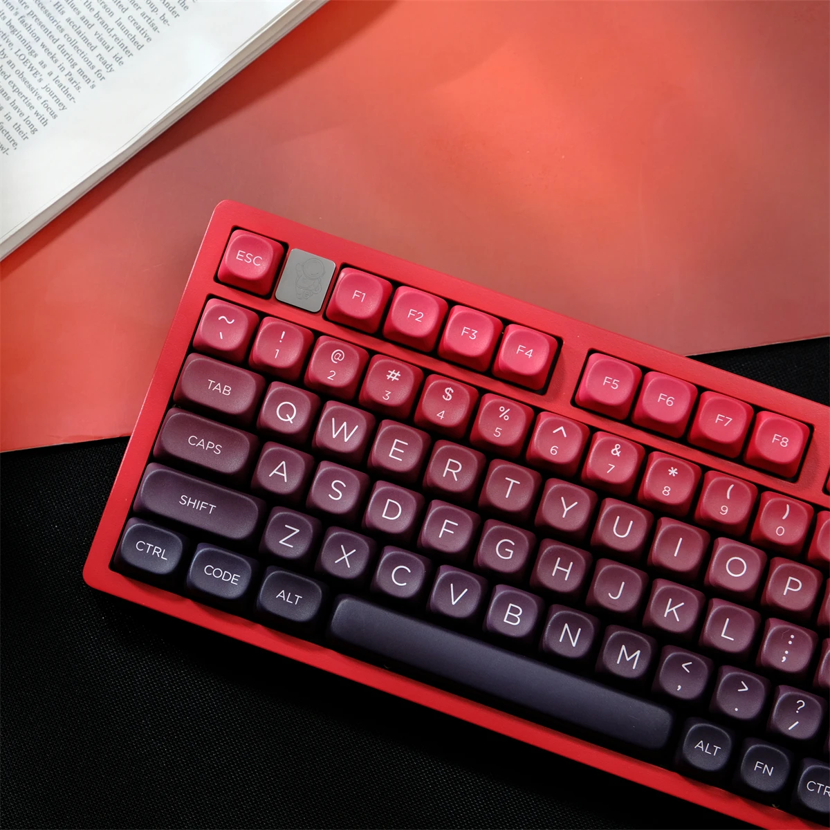 Imagem -03 - Kbcaps Gradiente Vermelho Keycaps 126 Teclas Sorte Keycaps Pbt Sublimação de Tinta Moa Perfil Keycaps para Interruptores mx Teclado Mecânico