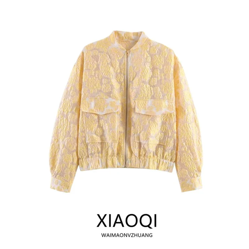 Spring 2026 Women's Fashionable Versatile Embroidered Pilot Jacket Coat Long Sleeve Zipper Closure Commute Style Outerwear