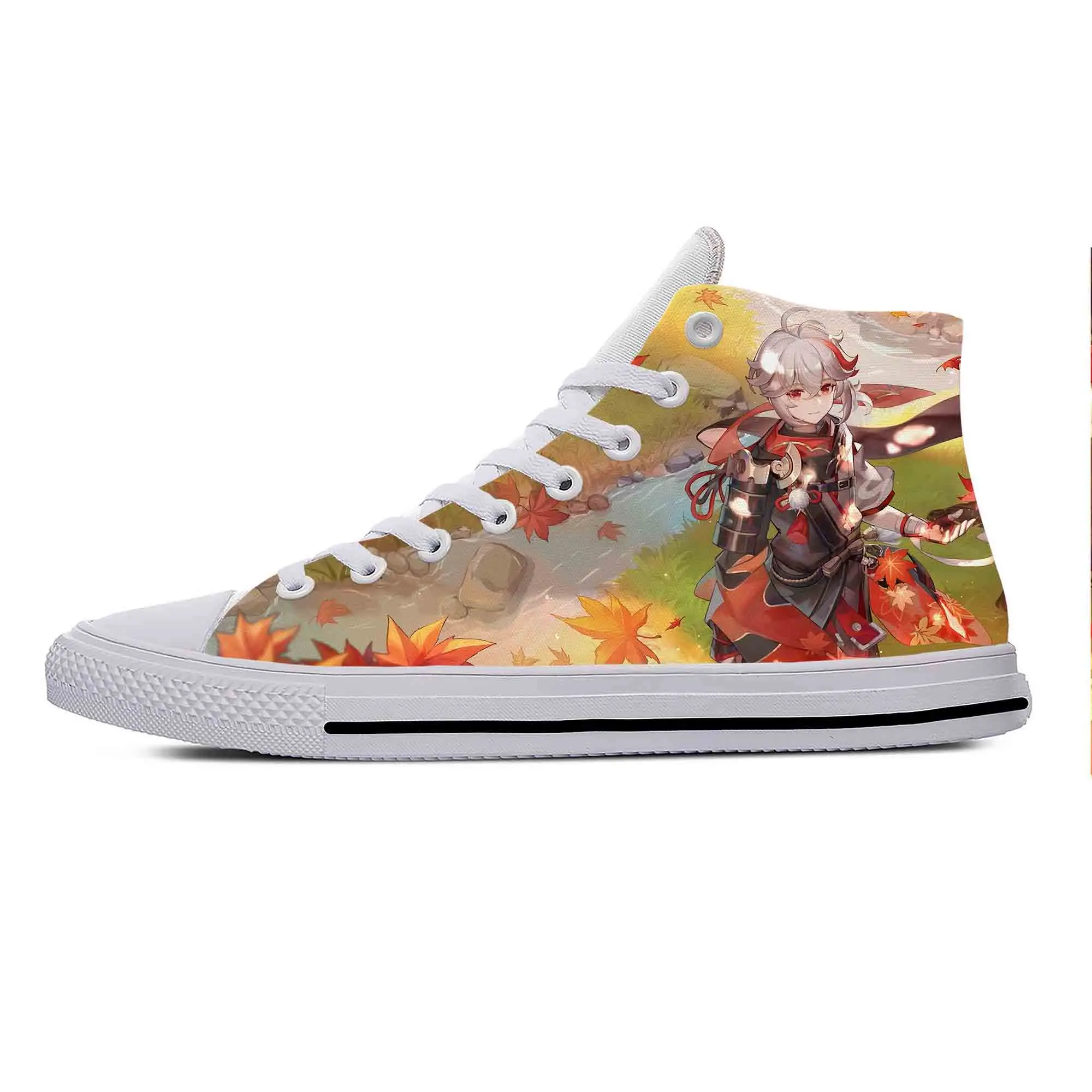 Hot Anime Cartoon Genshin Impact Kaedehara Kazuha Casual Cloth Shoes High Top Lightweight Breathable 3D Print Men Women Sneakers