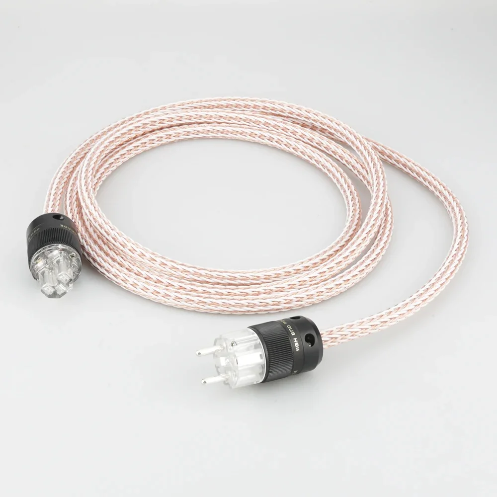 Cabo de alimentação CA europeu audiófilo HiFi 6N OCC 12TC com conector de alimentação Schuko EUR banhado a prata Cabo de alimentação HIFI