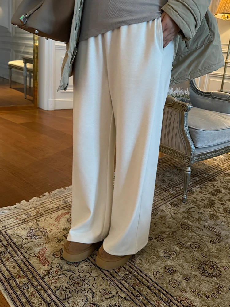 

Брюки прямого кроя с высокой талией, повседневные, удобные, приятные к телу, больших размеров, женские, модные, простые в сочетании, скрывающие недостатки фигуры, стройнящие.