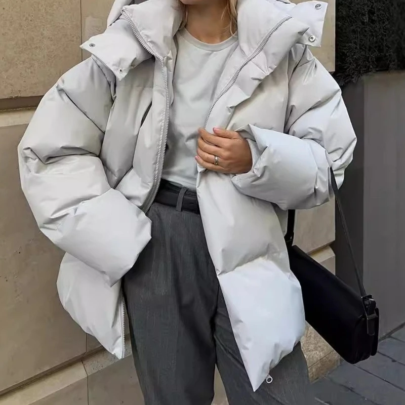 여성용 겨울 코튼 재킷 루즈 파카 레트로 베이커리 재킷 캐주얼 후드 여성용 따뜻한 코튼 다운 재킷 파카 탑 2025