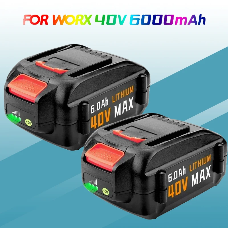 

40V 4.0/5.0/6.0 Ah Lithium Battery for Worx WG180 WG280 WG380 WG580 40V Lawn Mower Garden Device