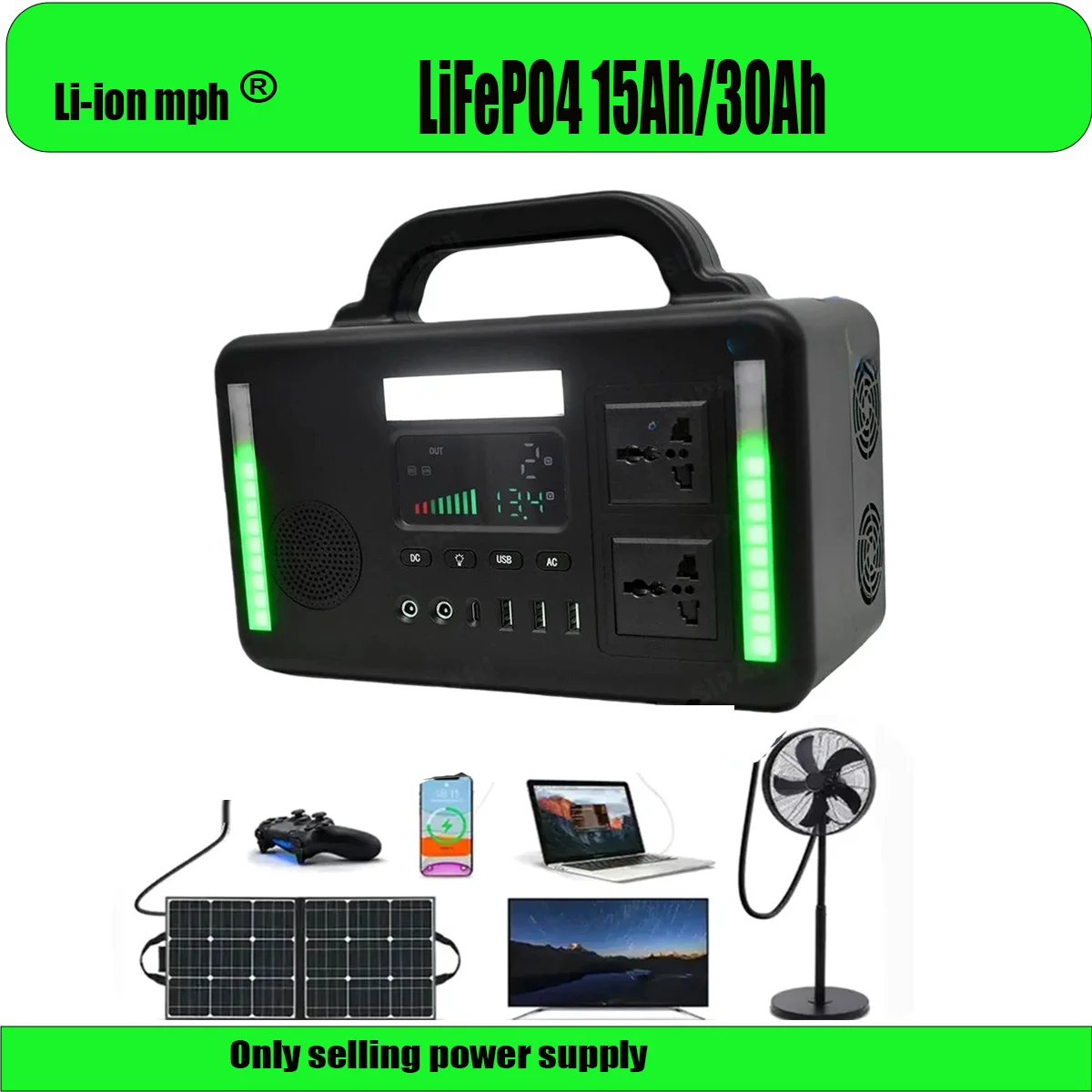12V LiFePO4 Deep Cycle 15Ah30Ah 384wh Battery for Solar,Camping CPAP, Power Wheels, Lighting, Off-Grid Applications Built-in BMS