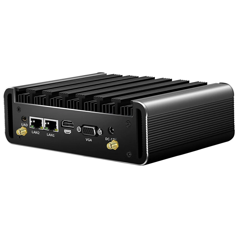Helorpc Industrial Mini PC with i3-5005U Support WiFi Fanless Computer with 2xLAN 2xRS232 4xUSB3.0 1xHDMI Windows10Pro Ready