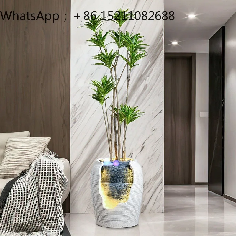 SCY flowing water makes money fountain ornament circulating water living room floor-to-ceiling landscape humidifier bonsai