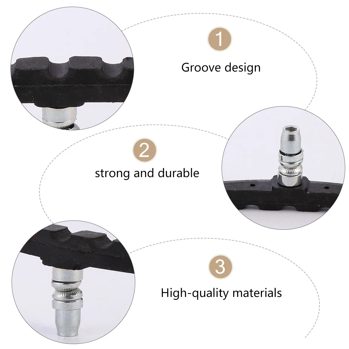 8Pcs Bike Brake Pads V-Type Block Shoes Black Long Lasting Road Mountain Bike Brake Shoe Set Noise Reducing