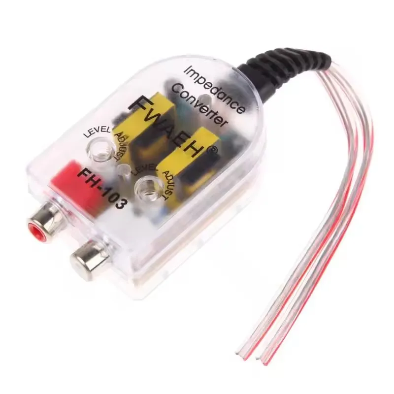 12V Universal Car Stero Radio Speaker High To Low RCA Line Audio Impedance Car Impedance Converter Free Drop Converter