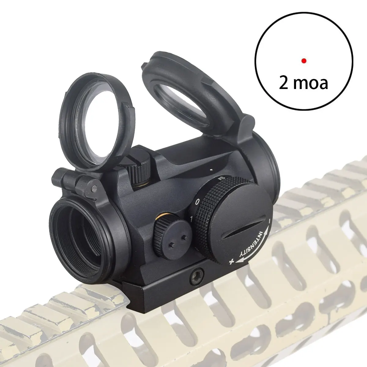 Tactical 2 MOA Red Dot Sight 1x22mm Reflex Sight Optics Scope with Low Profile 1913 Mount For AR15 HK416 Rifle Hunting Airsoft
