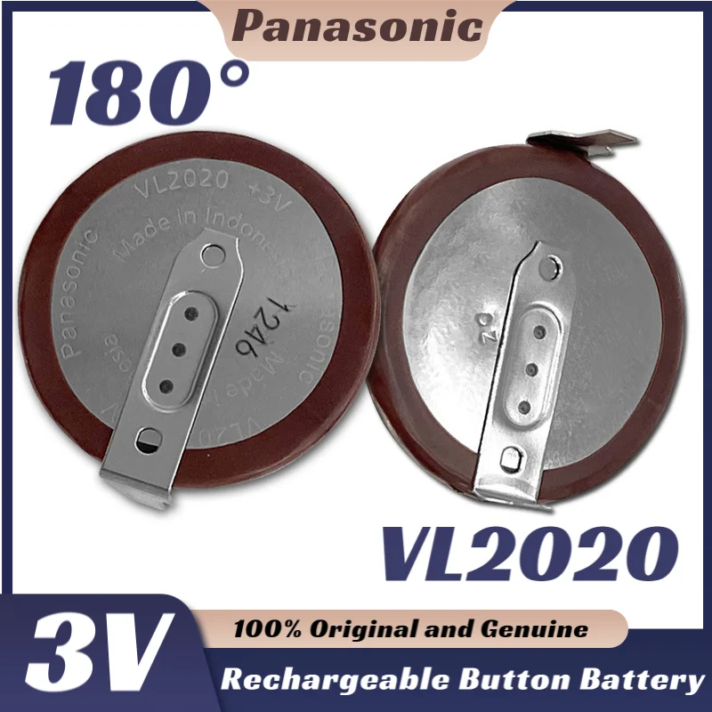 

Original Panasonic VL2020 3V 2020 Rechargeable Battery with Solder Legs 180 Degrees Replacement for BMW Car Key Remote Fob Cell