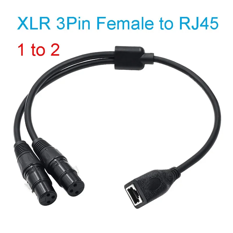 3Pin 5Pin DMX XLR to RJ45 Y Splitter Cable 2 Channel Multi Network Breakout for Stage light and Recording Studio