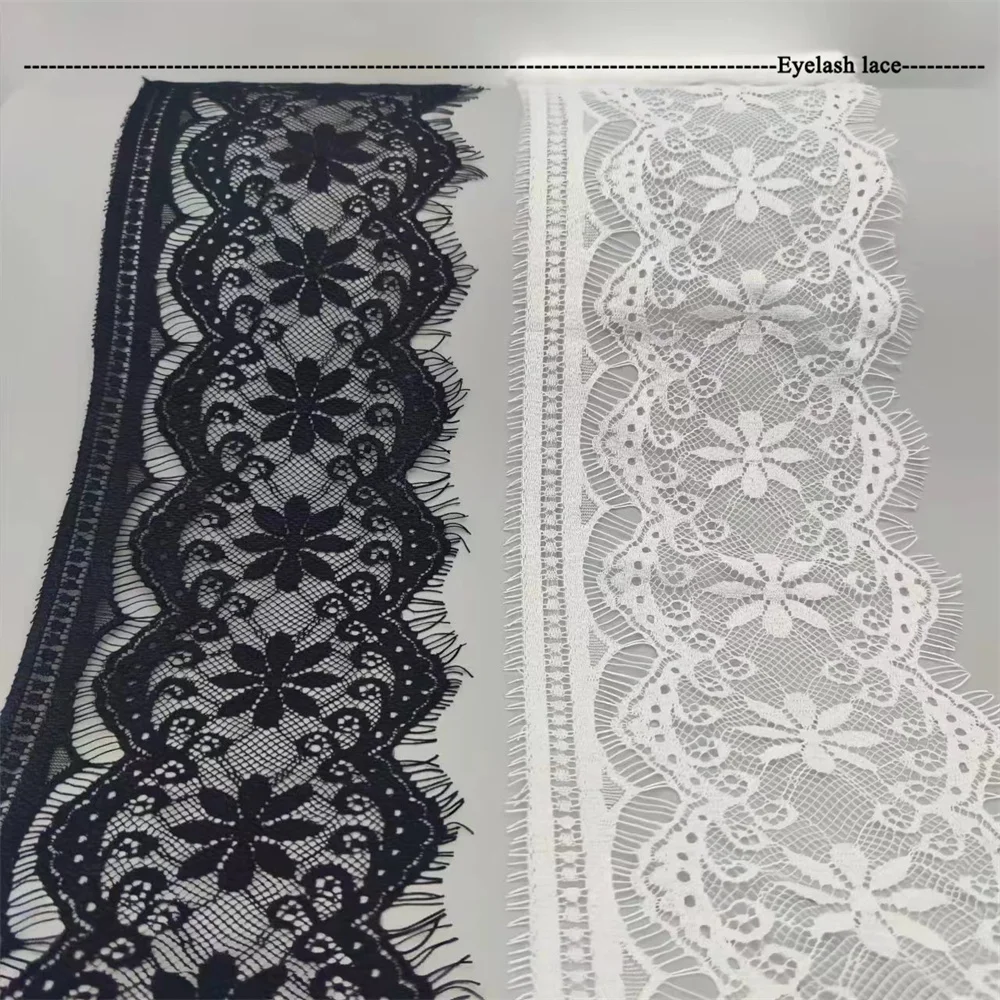 13cm Width 3 Yards Non-Elastic Eyelash Lace Trim For camisole Accessory Dress Sewing Applique Costume Net Lace Fabric