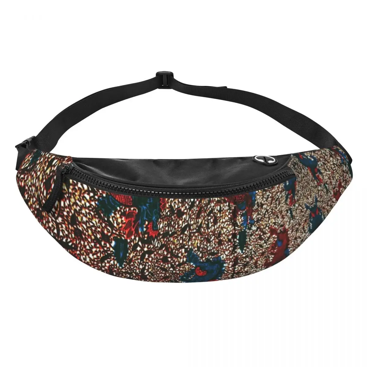 African Ankara Print Inspired Art Fanny Pack Men Women Custom Crossbody Waist Bag for Traveling Phone Money Pouch