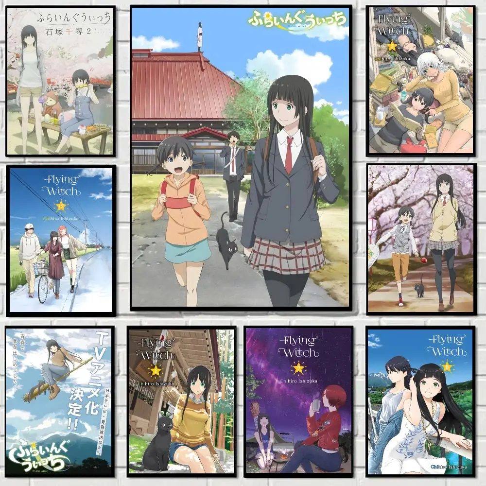 Flying Witch Manga Slice of Life  Poster Self-adhesive Decal Living Room Bedroom Party Bar Decor Moisture-proof Fade-resistant