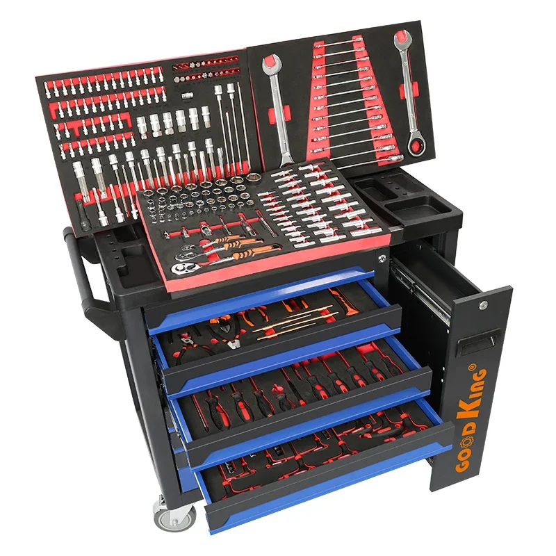 252 Pieces of Tool Trolley 7 Drawer Car Maintenance Tool Box Workshop Multi-function Drawer Storage Cabinet Thickened Tool Box