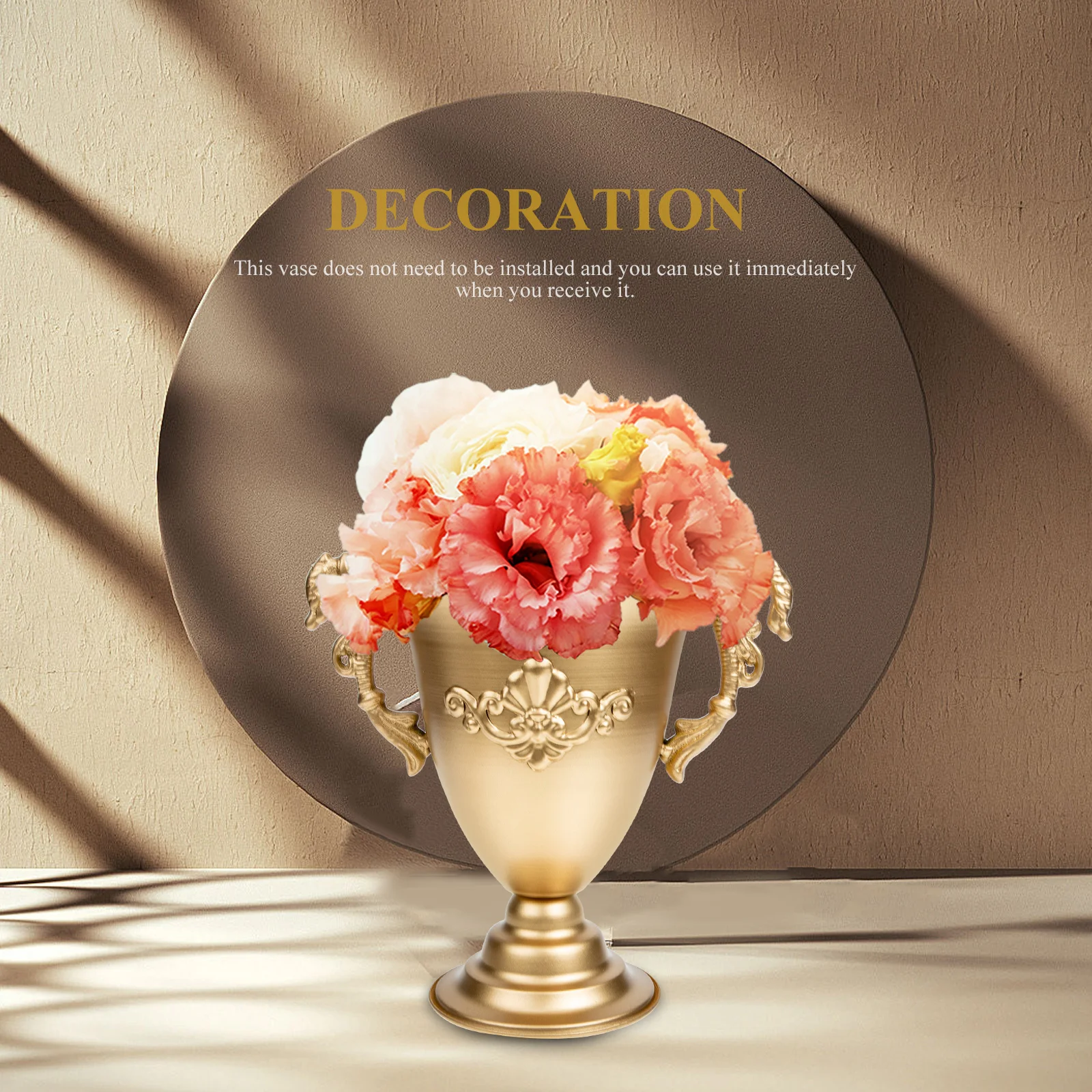

Retro Gold Iron Flower Vase Wedding Home Decor Creative Plant Vase Adornment For Fresh Dried Flowers Desktop Compact Ornament