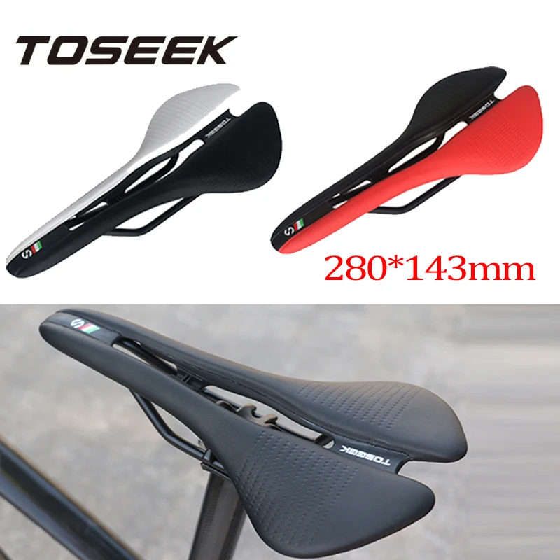 TOSEEK Bicycle Seat Saddle Ultralight MTB Road Bike Cushion Mountain Bike Racing Saddles Breathable Soft Seat 185g