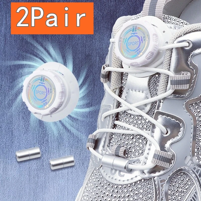 2Set Automatic Shoelaces Without ties Install simple Swivel Buckle Laces Thick Rope Tennis Sneakers Shoelace Shoe Accessories