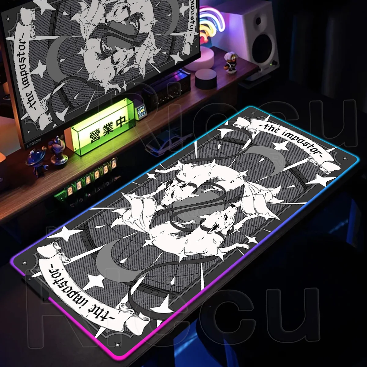 RGB Magic Fox Nine Tails Mouse Pad LED Glowing Large Gaming Backlight Computer Keyboard Expansion Pads Laptop Office Home Setup