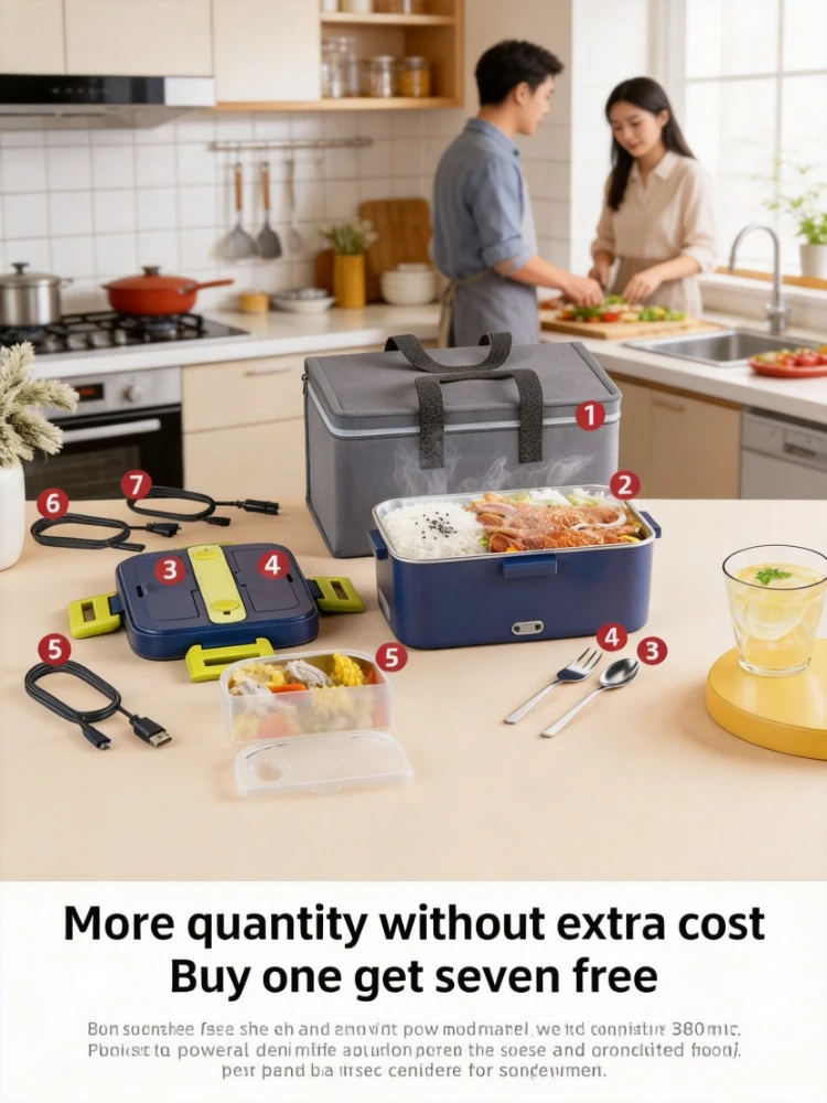 

Car heating and insulated lunch box 12v24v small microwave oven plug-in car home dual-purpose rice cooker cooking pot hot rice