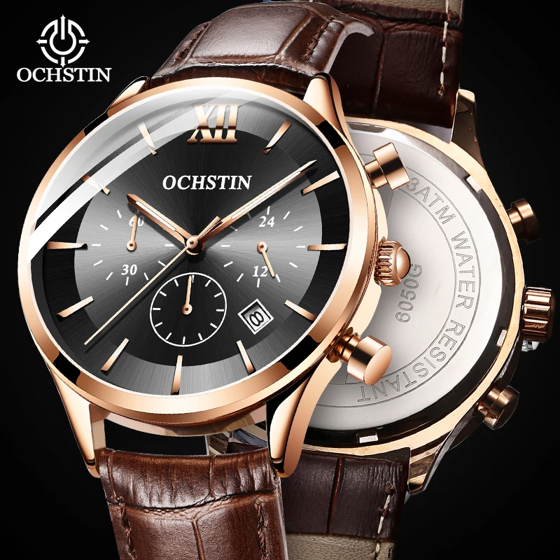 Мужские светильник Роскошные и элегантные часы Водонепроницаемые многофункциональные часы с календарем 2023 Новый праздничный подарок