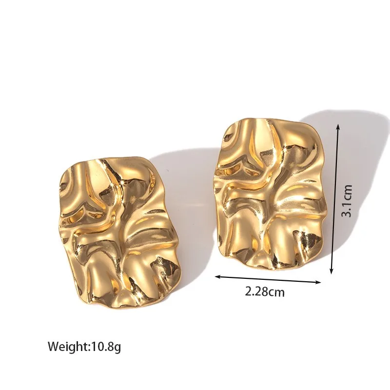 European and American Instagram style new niche square pleated design women\'s stainless steel earrings