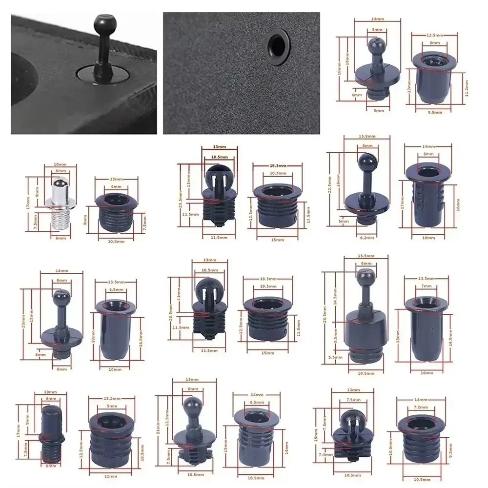 10Pairs Screw Clip Speaker Grill Pegs Kit Ball Socket Plastic Net Cover Buckles DIY Pin Type Snap Button