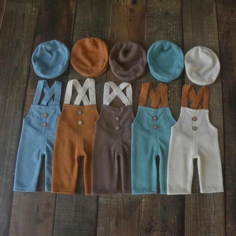 

2023Newborn cowboy overalls for baby photography props,baby knit clothes for photo shoot