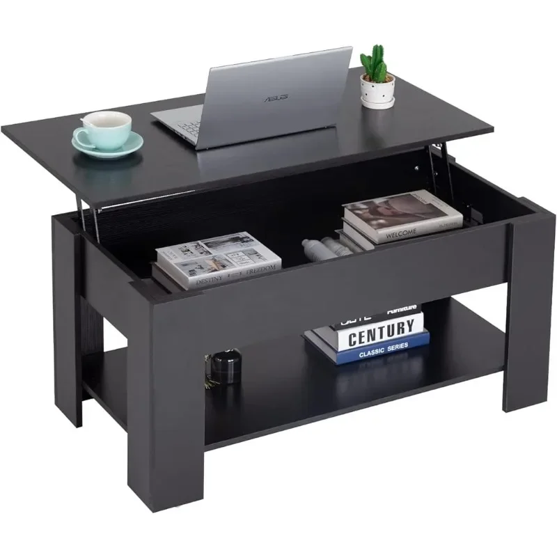 

Lift Top Coffee Table with Hidden Compartment and Storage Shelf Wooden Lift Tabletop for Home Living Room