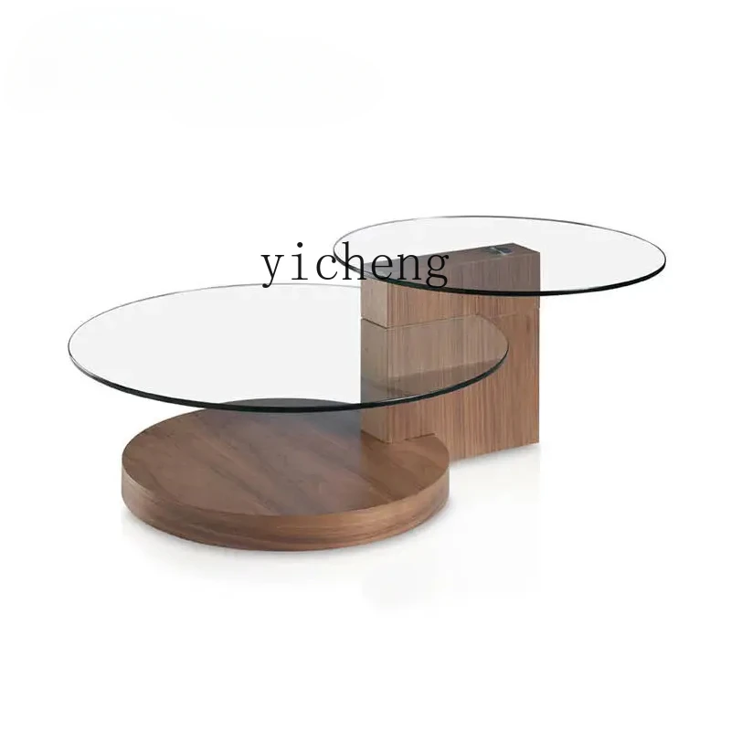 

Zc Modern Living Room Coffee Table Combination LE607-A Table All Solid Wood Glass Creative Tea Table