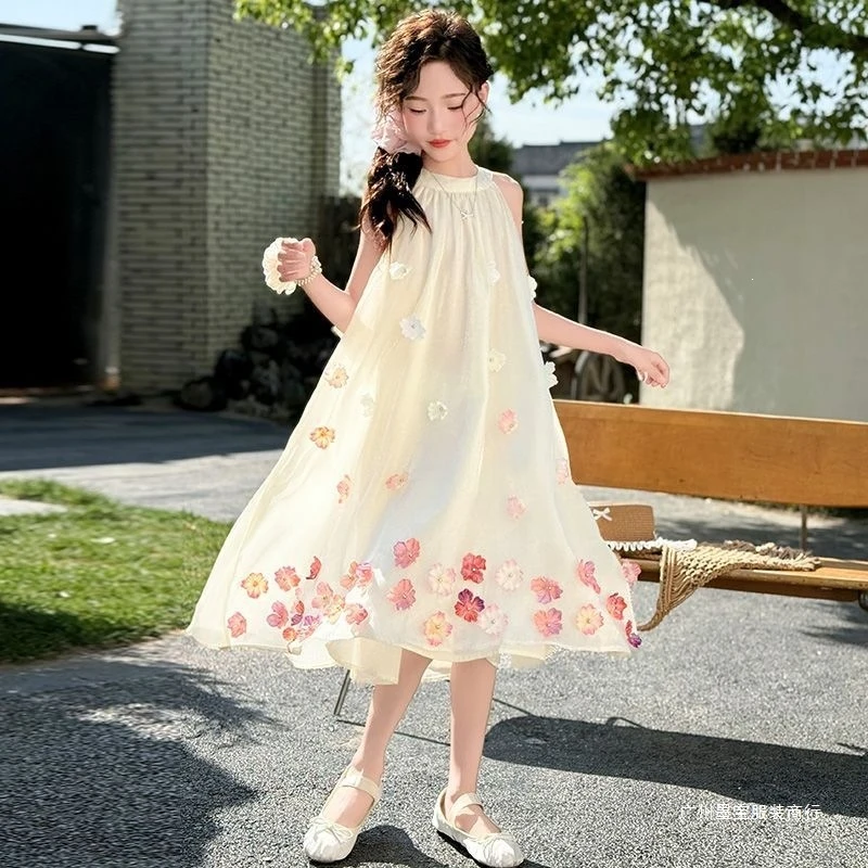 

Girls' Summer Dress2026New stylish children's summer fashionable dress for girls, big kids' beach princess dress