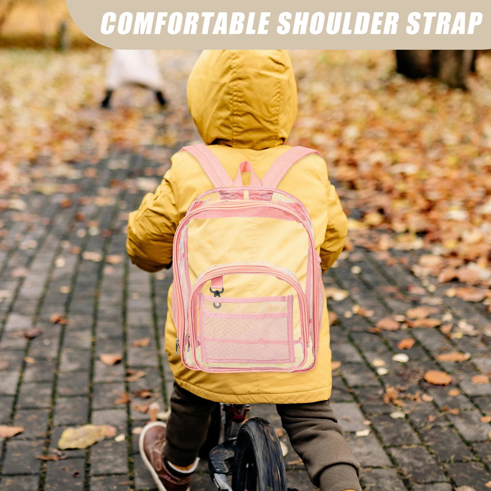 PVC Transparent Clear Backpack Large Capacity Waterproof School Bag for Girls with Comfortable Reinforced Shoulder Straps Clear