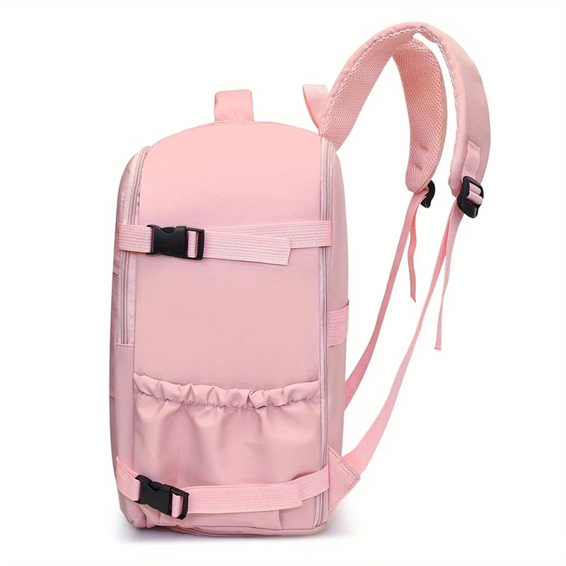 Versatile Women's Travel Backpack with Shoe Compartment, Multi-pocket Laptop Bag with Luggage Strap for Work & Trips