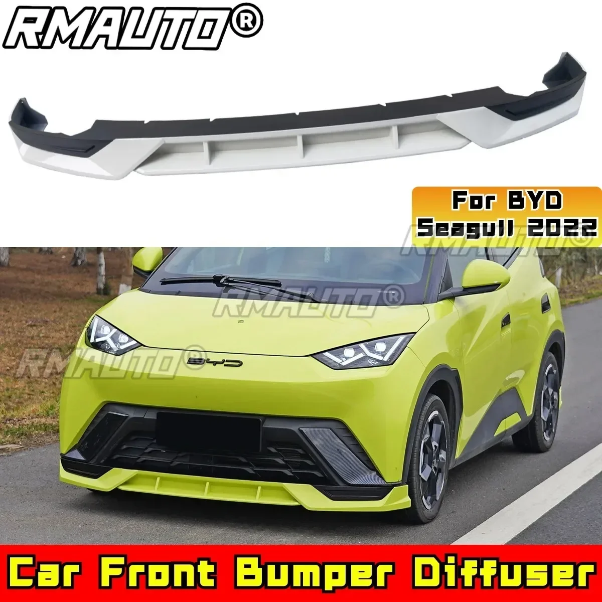 Seagull Body Kit Front Bumper Spoiler Glossy Black-White DC Style Bumper Diffuser for BYD Seagull 2022 Car Accessories