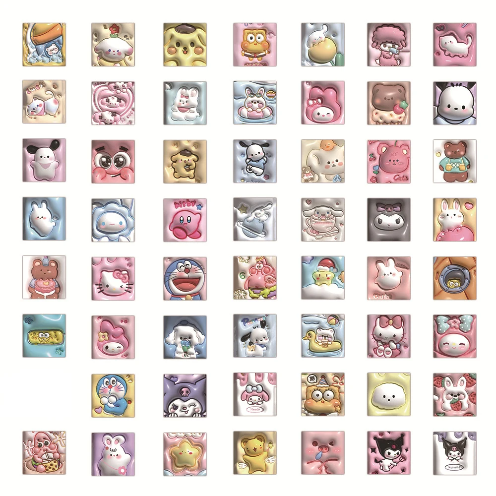 10/30/60PCS Kawaii 3D Style Cartoon Stickers Sanrio Decals For Kids DIY Stationary Phone Bike Notebook Fridge Bike Sticker Toys