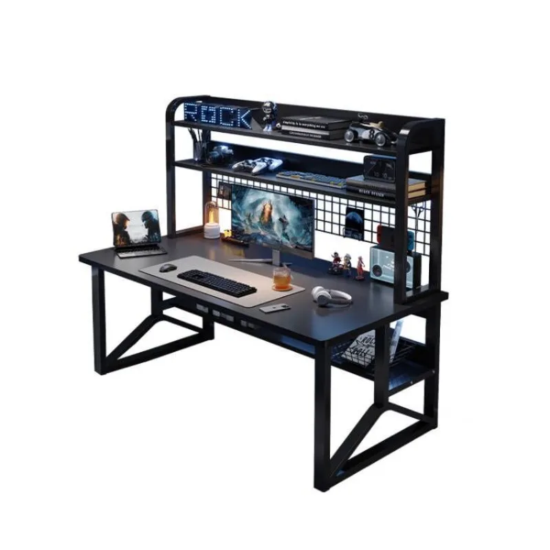 Computer desk desktop e-sports table and chair set, bedroom home desk bookshelf integrated with hole board shelf table