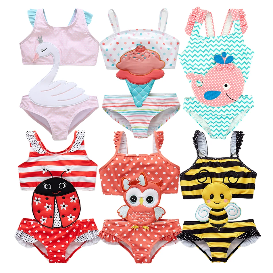 

2022 Newborn Baby Girl Swimsuit 12M-7Years Kids Girls Swimming Flamingo Ruffle Style Children Swimwear Infant One Piece Swimsuit