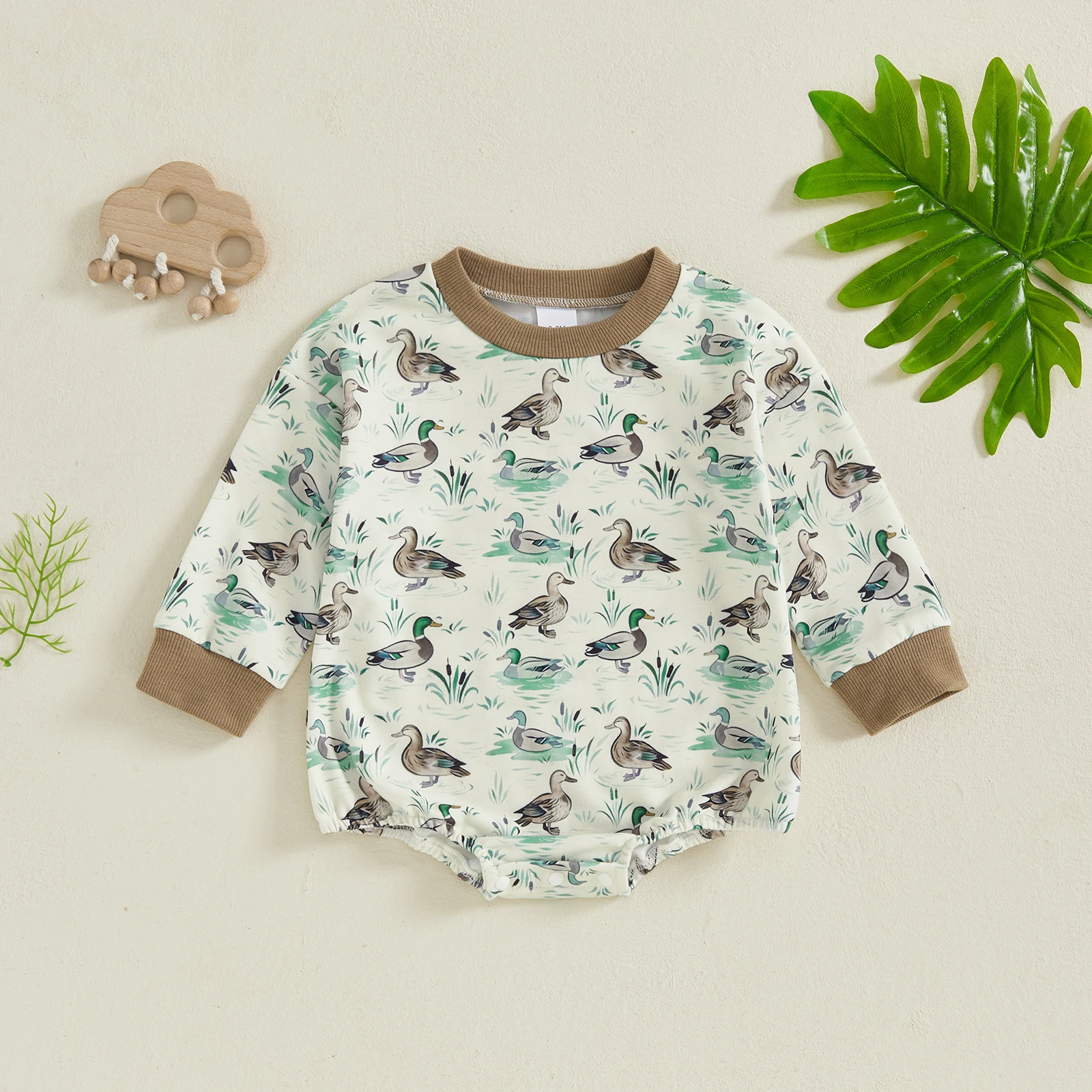 

Lioraitiin осенний комбинезон для маленьких девочек с мультяшным принтом утки, свитшот с длинными рукавами и круглым вырезом, комбинезон