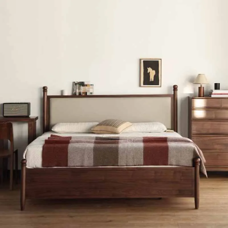 Loft Simple Double Bed Frame Retro Cheap Floor Single Queen Bed Modern Design Sleeping Letto Matrimoniale Nordic Furniture