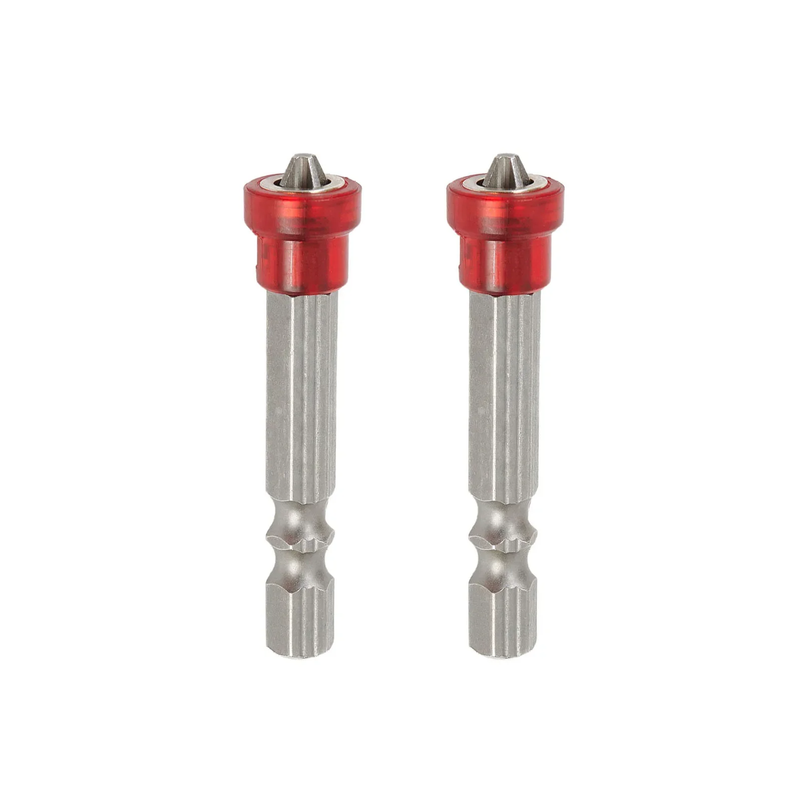 2pcs Magnetic Screwdriver Bit Single Head Hex Shank Cross Head PH2 1/4 Inch Hex Shank Screwdriver Bits Holder Ring Power Tools