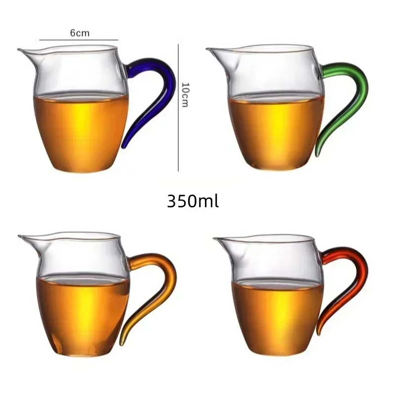 JUSTINLAU High Borosilicate Glass Pointed Tea Cup Tea Dispenser Heat-resistant Glass Teapot Kung Fu Tea Set with Colorful Handle - view 6