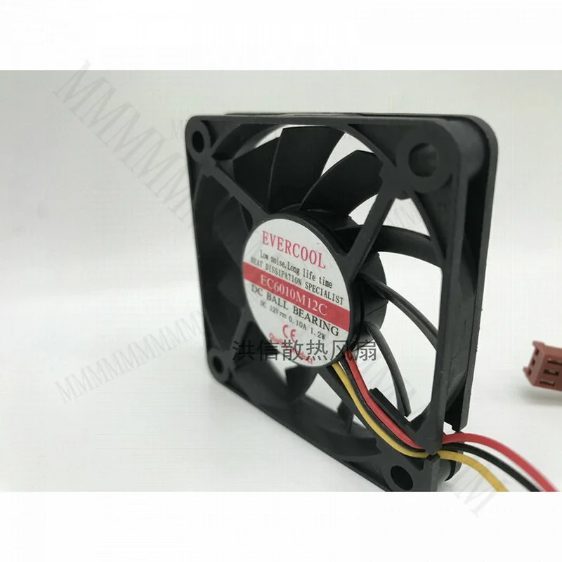TT 1 piece EVERCOOL EC6010M12C DC12V 0.10A 1.2W 60 * 10MM 3-wire cooling fan