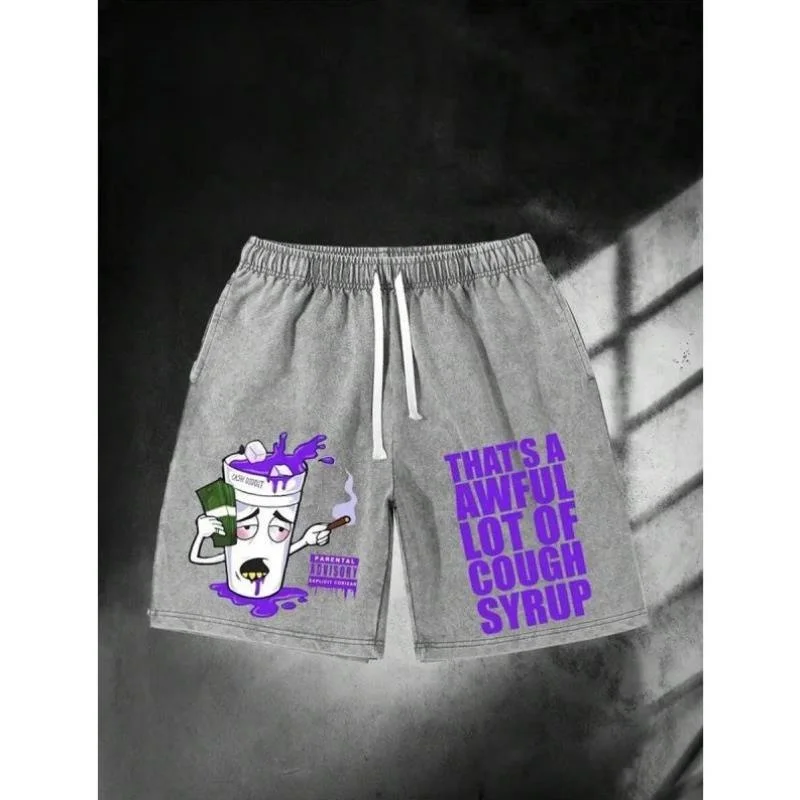 

Autumnal Bicolor Purple Maple Le Print orts Men's Faion Vintage Sle Ciwalk Nine-Tenths Length Elastied Waist