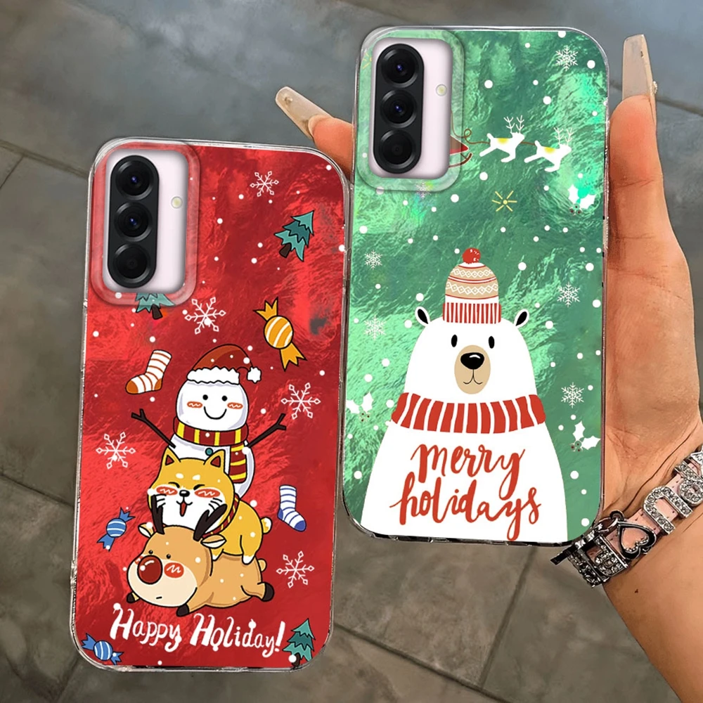 عيد الميلاد ثلج الفتيات الحال بالنسبة لسامسونج غالاكسي A36 A56 A16 A17 A26 A06 A07 A55 A35 A25 A54 S24 S25 الترا S22 S23 FE غطاء Funda