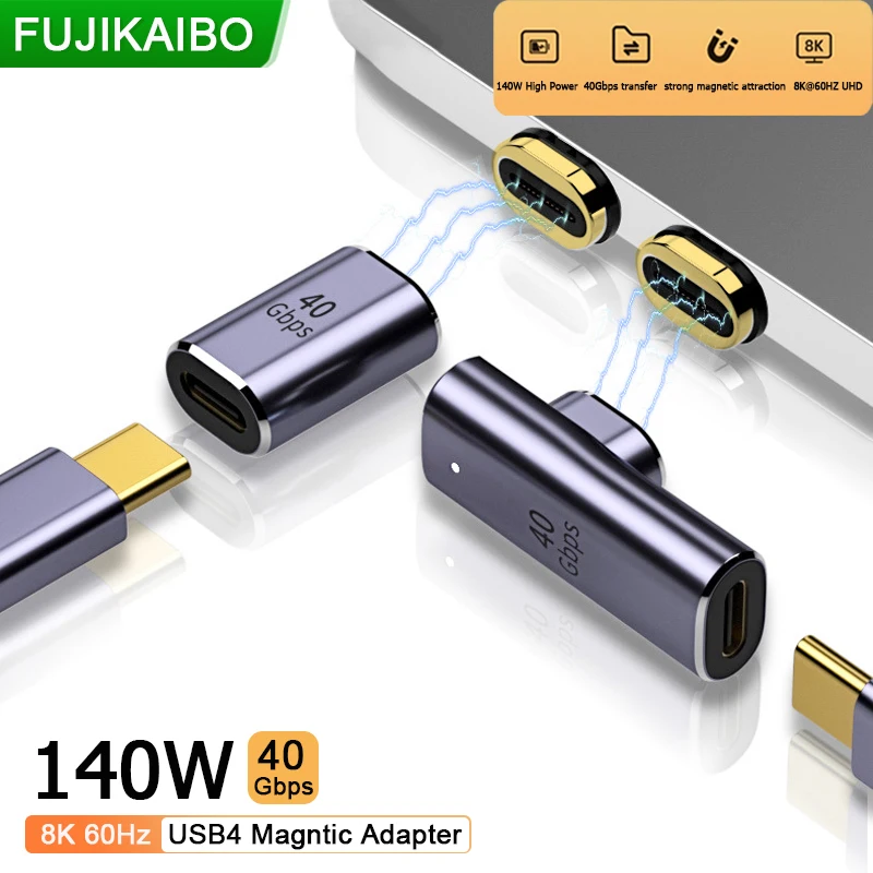 USB4.0 40Gbps Adapter Type C 140W Fast Charging Magnet Converter Thunderbolt3 8K@60Hz USB C Connector For Laptop Tablet Phones