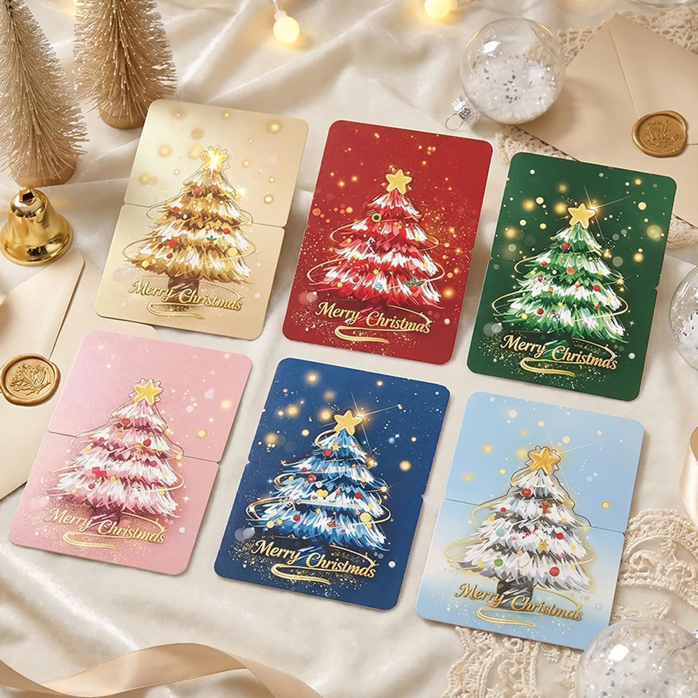 12 pieces Christmas tree shaped greeting cards, 3D Christmas greeting cards