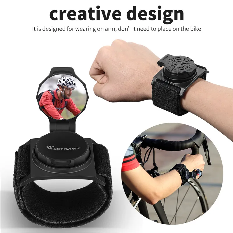 WEST BIKING Mini Bike Rearview Mirror Wrist Adjustable Rotatable Rear View Mirror Armband Reflector MTB Road Cycling Accessories